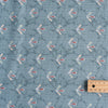 Contemporary Blue-Grey Print Linen Blend Fabric with marble and birdfoot pattern.