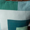 Teal-Green Patchwork Cushion Cover 100% Linen