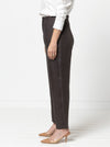 Stylish Claude Woven Pant pattern featuring a slim leg, Hollywood waist, and intricate ‘V’ design detail at the back, offering a modern tailored look.