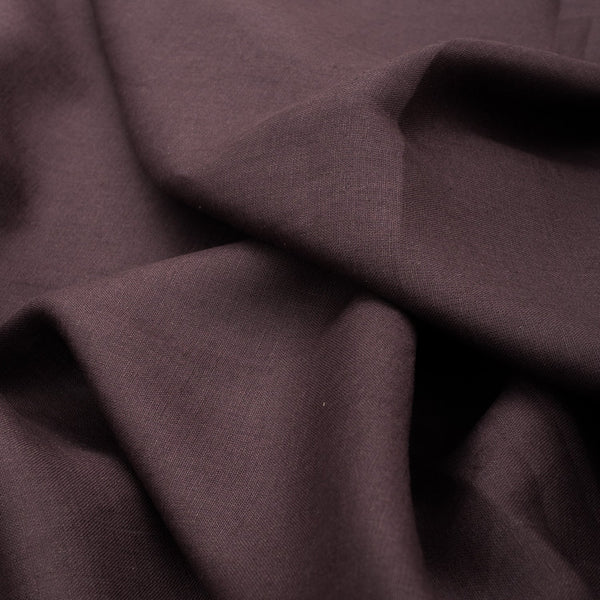 Deep Aubergine 100% Linen Fabric| Remnant
