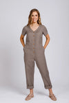 Durban multi-size sewing pattern featuring mix and match jumpsuit & romper styles with various necklines, sleeves, and leg cuts, suitable for intermediate skill levels.