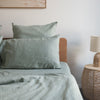 Harbour Sage 100% linen duvet cover soft sage green breathable bedding