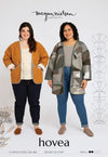 Hovea Curve multi-size sewing pattern for a loose-fit jacket & coat with multiple length options and deep angled pockets, ideal for light to medium-weight fabrics.