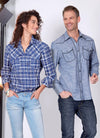 McCall's Sewing Pattern M7980 for versatile misses’ and men’s shirts with timeless designs.