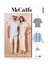 McCall's Sewing Pattern M8263 featuring unisex camp shirts with tucks and a bucket hat in four sizes, ideal for casual and beachwear.