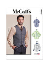 McCall's Sewing Pattern M8415 for men’s lined vest, button-front shirt, tie, and bow tie