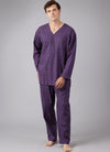 McCall's Sewing Pattern M8443 for men’s sleepwear, featuring a wrap robe, nightshirt, top, and pull-on pants and shorts.