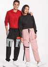 New Look Sewing Pattern N6745 featuring unisex cargo pants with bellows pockets, drawstring waistband, and utility-inspired design