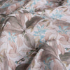 Pastel Garden Linen Blend Fabric with floral print, blue flowers, and birds, ideal for creating charming tops, skirts, and dresses