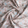 Pastel Garden Linen Blend Fabric with floral print, blue flowers, and birds, ideal for creating charming tops, skirts, and dresses