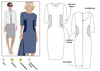 Elegant sheath dress sewing pattern with optional contrast side inserts and flattering elbow-length sleeves, suitable for linen, cotton, lace, silk, or fine wool