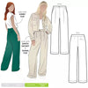 Spencer Woven Pant sewing pattern with wide leg design, cuffed hem, and detailed pockets, ideal for linen, wool, crepe, or gabardine fabrics.