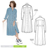 Classic Tatum Woven Dress sewing pattern with long sleeves, collar, and western panelling, designed for denim, chambray, woven drill, or linen fabrics.