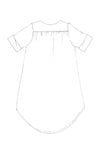 Dress Shirt sewing pattern, inspired by a classic grandpa shirt, featuring rolled-up and short sleeves.