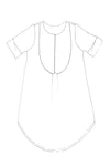 Dress Shirt sewing pattern, inspired by a classic grandpa shirt, featuring rolled-up and short sleeves.