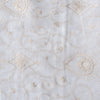 White Gold Floral Embroidered Linen Fabric