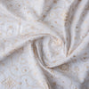 White Gold Floral Embroidered Linen Fabric