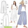 Atlas Woven Pant Sewing Pattern - wide leg crop pants with fitted waist, invisible zip, side inseam pockets, twisted pleat detail, and slight dropped crotch.