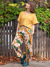 Front view of Bob Woven Pant Sewing Pattern – Balloon-shaped pants with elastic waistband and inseam pockets.