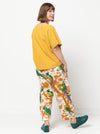 Side view of Bob Woven Pant Sewing Pattern – Balloon-shaped pants made from washed linen, light wool, rayon, or crepe fabric.