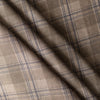 Brownstone Plaid linen–cotton blend fabric in earthy brown tones, 120 GSM, printed plaid pattern.