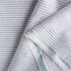 Sophisticated Chocolate Pinstripe Linen Fabric with natural slub texture, ideal for creating stylish and comfortable apparel.