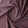 Deep Maroon Giza Cotton Blend Fabric with Diagonal Black Pin Stripe and Pink Grid