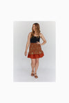 lady wearng skirt made using Fawn Skirt Set PAPER Pattern - Gathered Mini, Maxi, and Shirred Mini Skirt Patterns