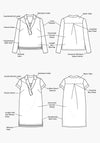 Grainline Studio’s Augusta Shirt & Dress sewing pattern, showcasing a cocoon shape with asymmetrical collar and mitered split hem