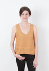 Grainline Studio Hadley Top sewing pattern featuring jewel neck with back pleat for View A, and sleeveless v-neck for View B