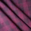 Close-up of Plumberry Gingham linen fabric in three-tone plum and berry, evenly spaced gingham, 100% linen, 130 GSM, yarn dyed