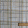 Honey Reed Plaid linen fabric with warm golden, grey and white yarn-dyed stripes, 100% linen, 135 GSM, 60 LEA