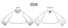 Line drawing of a blouse with front and back views labeled 'EDIE'.