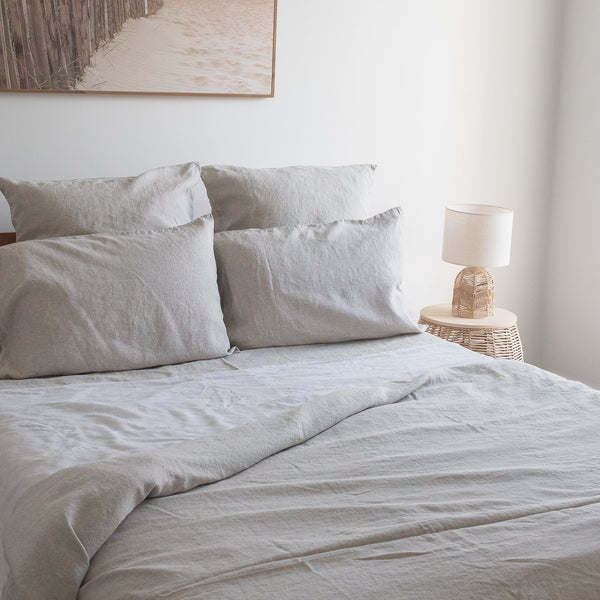 Natural 100% linen duvet cover yarn dyed soft beige breathable bedding