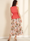 New Look Sewing Pattern N6668 for Misses' V-neck sleeveless top & flared skirt in linen and silky fabrics