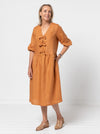 Versatile Porter Woven Pack with low-waisted dress and top, multiple bodice and sleeve options, gathered skirt with inseam pockets, and various fastening styles.