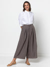 Reeve Woven Culotte sewing pattern – wide-leg cropped pants with elastic waistband, inseam pockets, and hem pleats