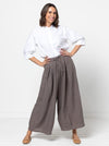 Reeve Woven Culotte sewing pattern – wide-leg cropped pants with elastic waistband, inseam pockets, and hem pleats