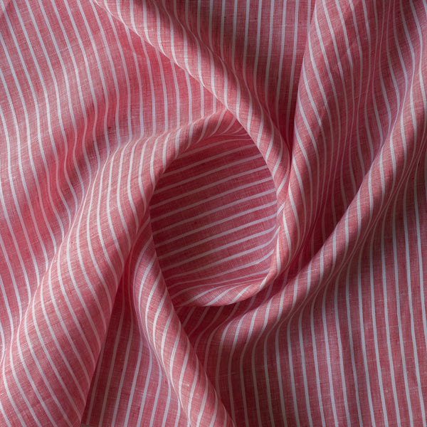 Rosebay Stripe linen fabric with soft rosy yarn-dyed stripes, 100% linen, 130 GSM, 60 LEA