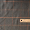 Rustic Charcoal Check linen blend fabric with a dark charcoal base and brown grid pattern, durable and stylish.