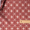 Sakura Bloom Linen Blend Fabric – deep pink hue with sakura floral pattern & subtle grid, lightweight 135 GSM