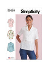 Simplicity Sewing Pattern S9889 for Misses' raised waist tops with shawl collar and sleeve variations