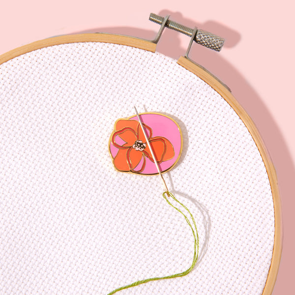 SOHMO abstract flower orange magnetic needle minder for sewing and embroidery