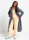 Stella Woven Coat Sewing Pattern - mid-length wrap coat with long sleeves, tie belt, revere and stand collar, fully lined, panelled back with yoke, in-seam pockets, and back vent