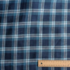 Sydney Plaid linen fabric with navy blue, lighter blue, and white plaid pattern