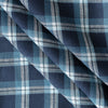 Sydney Plaid linen fabric with navy blue, lighter blue, and white plaid pattern