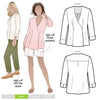 Style Arc’s Vera Woven Blouse pattern with feminine wrap front, pleats, and long sleeves.