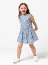 Style Arc’s Victoria Kids Dress pattern with bodice overlay and elastic waist, perfect for summer fabrics.