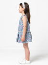 Style Arc’s Victoria Kids Dress pattern with bodice overlay and elastic waist, perfect for summer fabrics.