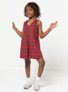 Style Arc’s Vivian Kids Dress pattern, sleeveless A-line with an elegant inverted pleat detail.